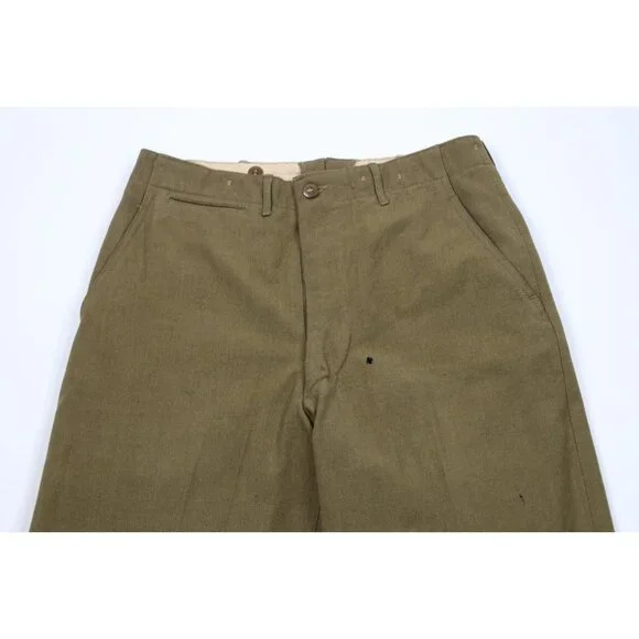 Vtg 40s 50s Korean World War II Mens 33x31 Distressed Wool Trousers Pants USA
